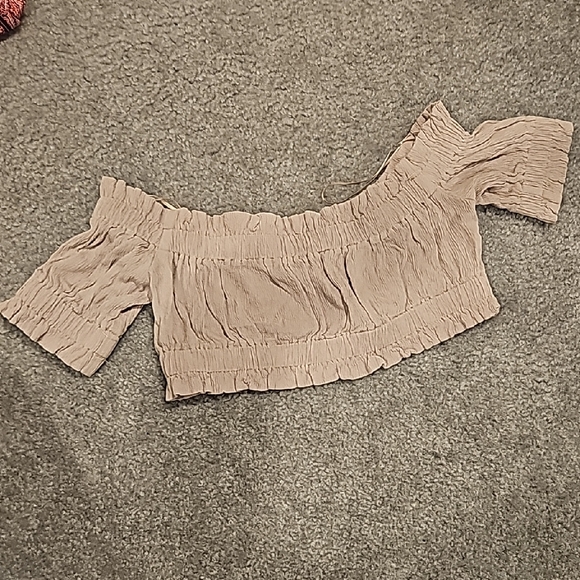 Mable Tops - Elegant Off-Shoulder Beige Blouse